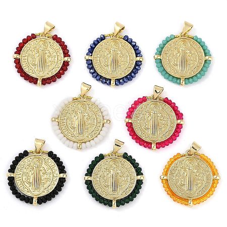 Brass Micro Pave Cubic Zirconia Pendants KK-U032-05G-1