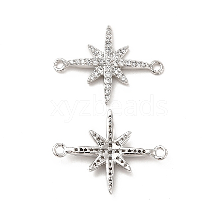 Brass Micro Pave Clear Cubic Zirconia Connector Charms KK-E068-VB379-1