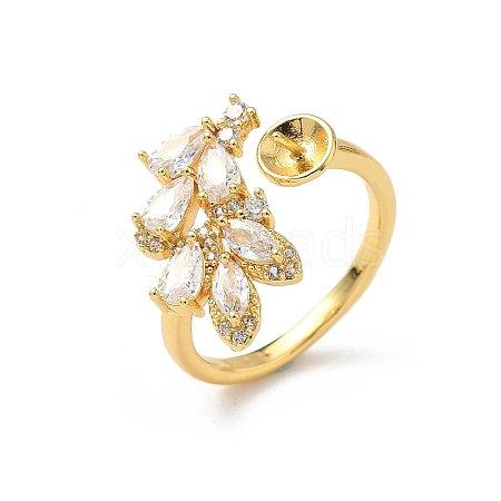 Brass Pave Clear Cubic Zirconia Earring Findings KK-D369-10G-1