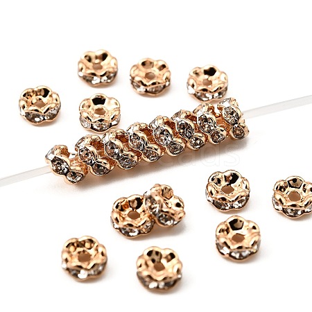 Brass Rhinestone Spacer Beads X-RB-A014-L4mm-01LG-NF-1