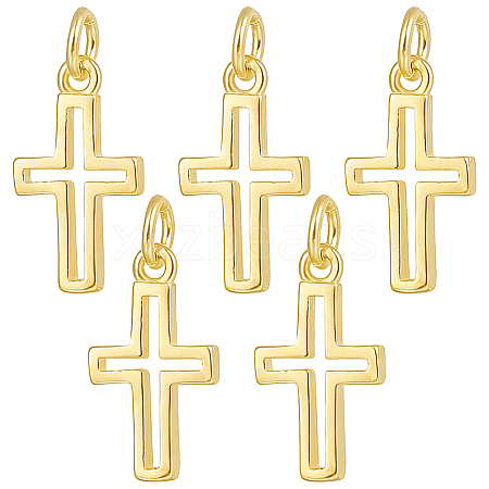 5Pcs 925 Sterling Silver Cross Charms STER-BBC0009-96-1