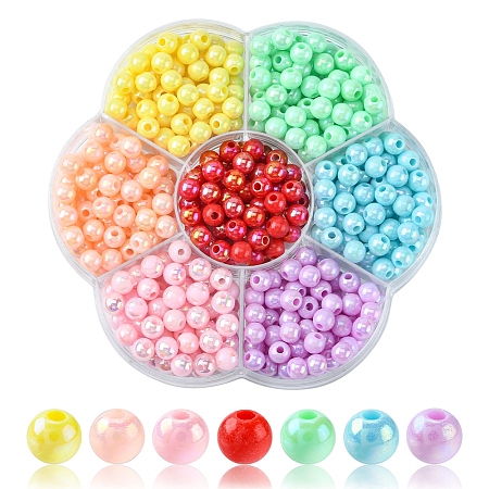 490Pcs 7 Style Opaque Acrylic Beads MACR-YW0002-04-1