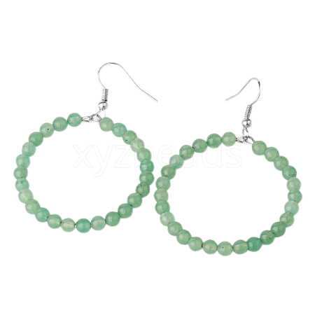 Fashionable Natural Aventurine Hoop Earrings for Women KJ9273-10-1