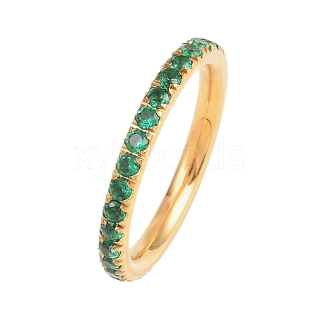 304 Stainless Steel Micro Pave Cubic Zirconia Finger Rings for Women RJEW-F214-01G-03-1
