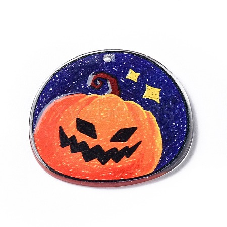 Halloween Theme Opaque Printed Acrylic Pendants OACR-G013-03E-1