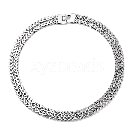 Non-Tarnish 304 Stainless Steel Mesh Chain Necklaces  NJEW-Q340-01P-1