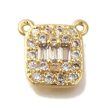 Rectangle Rack Plating Brass Micro Pave Clear Cubic Zirconia Pendants KK-U019-14G-1