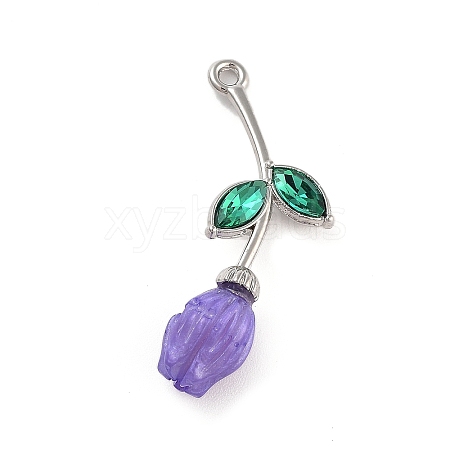 Alloy Resin Flower Pendants PALLOY-U003-06P-01-1