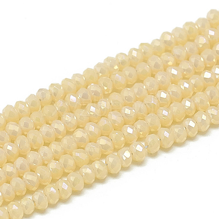 Electroplate Opaque Solid Color Glass Beads Strands EGLA-Q112-B07-1