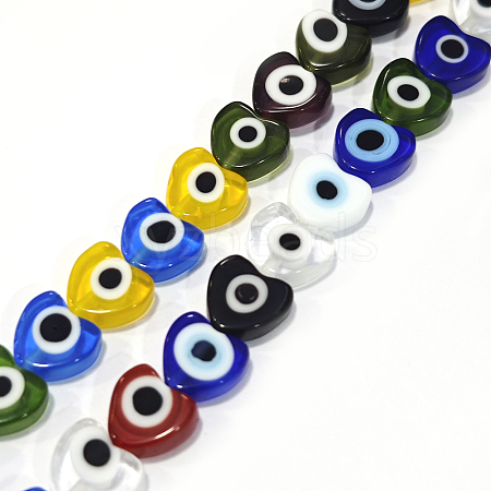 Handmade Evil Eye Lampwork Beads Strands LAMP-F023-B07-1