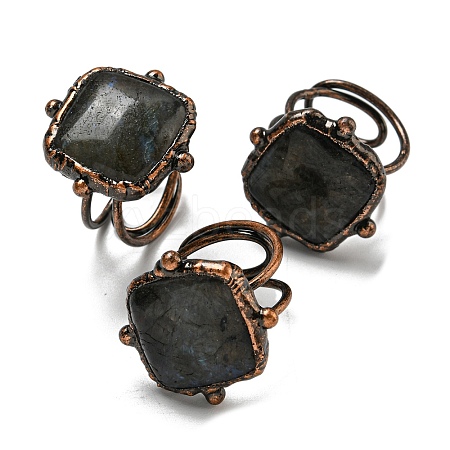 Natural Labradorite Adjustable Rings RJEW-K269-02R-1