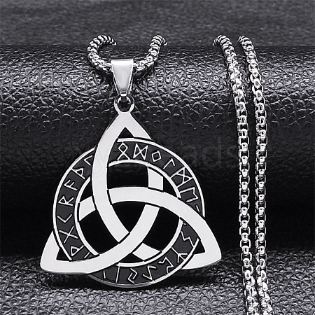 304 Stainless Steel Pendant Necklaces NJEW-C066-08P-1