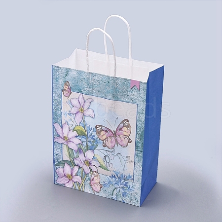 Butterfly Pattern Paper Gift Bags with Handles DIY-I030-03B-04-1