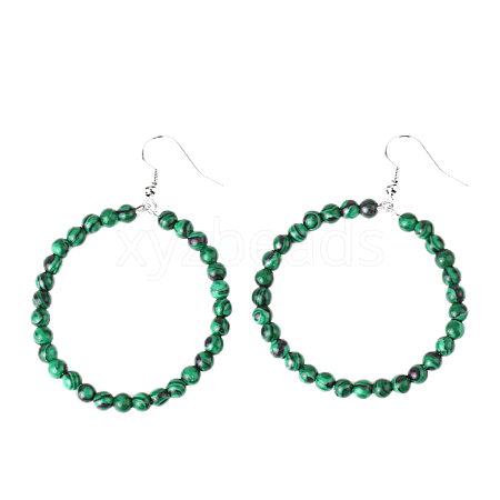 Fashionable Natural Malachite Hoop Earrings for Women KJ9273-16-1