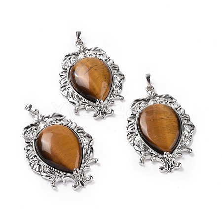 Natural Tiger Eye Big Pendants G-P496-01P-20-1