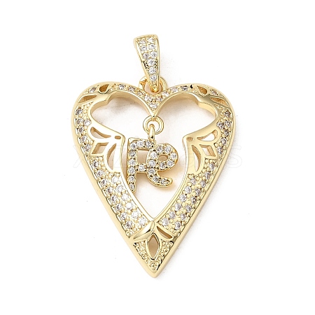 Brass Micro Pave Clear Cubic Zirconia Pendants KK-E799-01B-G-1