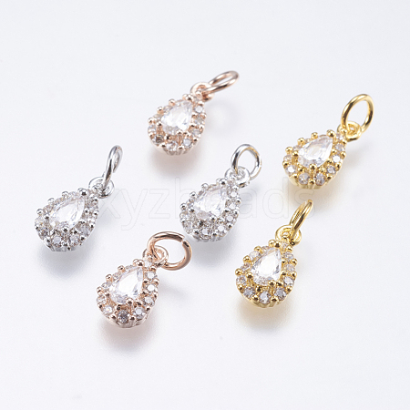 Brass Micro Pave Cubic Zirconia Charms RB-I077-15-RS-1