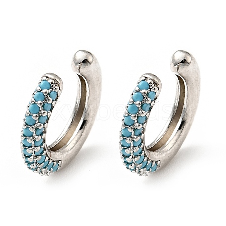 Cubic Zirconia C-Shaped Cuff Earrings EJEW-G295-19P-03-1