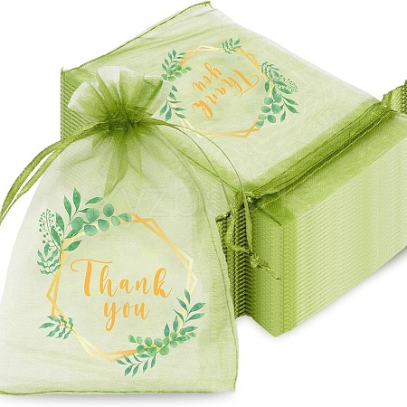 50Pcs Thank You Printed Organza DIY Craft Drawstring Bags PW-WG4E938-38-1