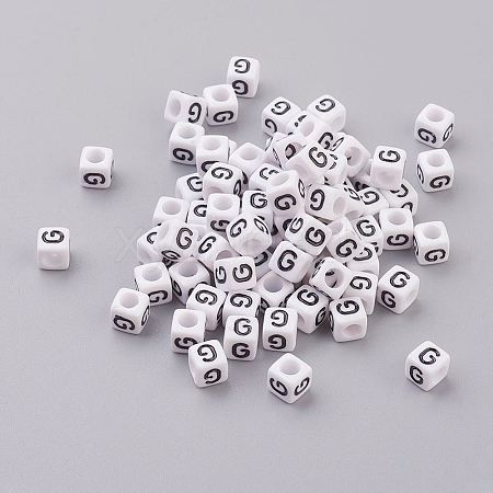  50g Opaque Acrylic Horizontal Hole Letter Beads SACR-TA0001-19G-1