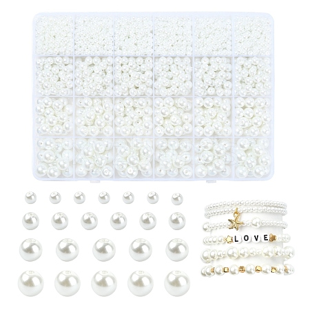 1800Pcs Baking Paint Pearlized Glass Pearl Round Beads HY-YW0001-10-1
