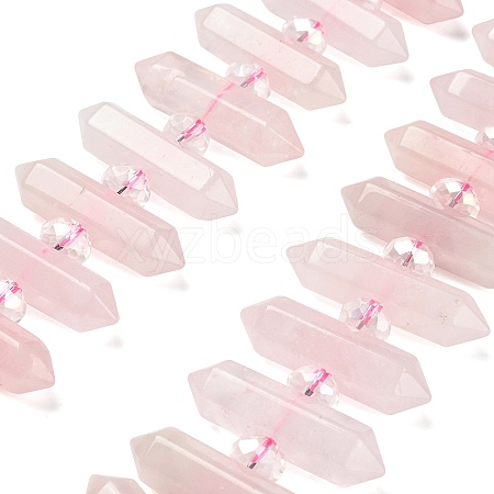 Natural Rose Quartz Double Terminated Point Beads Strands G-H069-B17-01-1