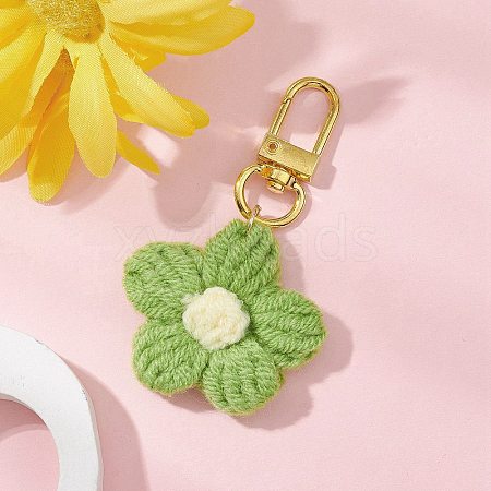 Handmade Cotton Knitting Flower Pendant Decorations HJEW-JM02700-1