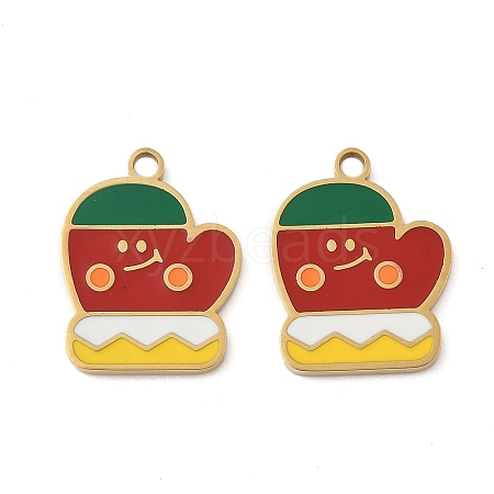 Christmas 304 Stainless Steel Enamel Pendants STAS-Z093-08Y-G-1