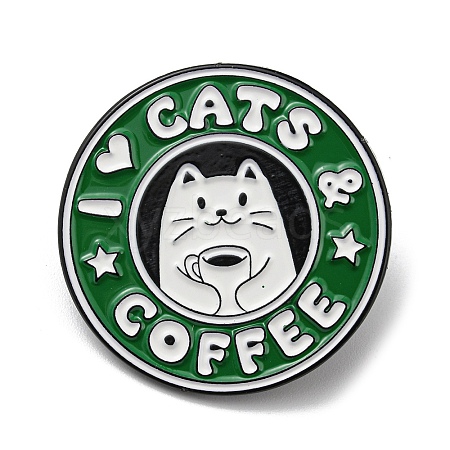 Coffee Cat Alloy Enamel Brooch JEWB-C023-13D-EB-1