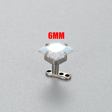 Titanium Steel Cubic Zirconia Square Dermal Anchor Base/Top for Women Men WG87C2F-01-1