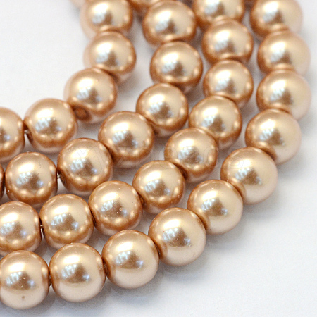 Baking Painted Pearlized Glass Pearl Round Bead Strands X-HY-Q003-6mm-11-1