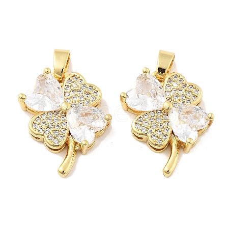 Clover Brass Micro Pave Cubic Zirconia Pendants KK-M325-13A-G-1