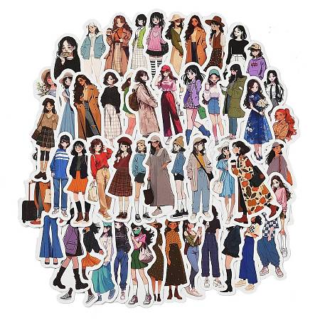 50 Pieces Paper Stickers Of Girlfriends Wearing Different Styles STIC-R001-33-1