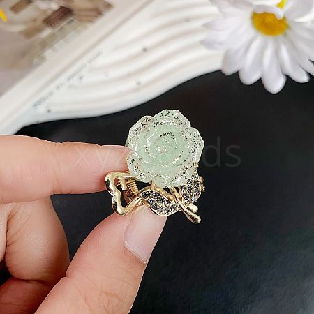 Mini Sequins Rose Alloy Claw Hair Clips PW-WG8F879-01-1