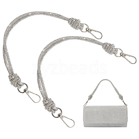 2Pcs Glass Rhinestone Rubber Cord Bag Handles FIND-PH0059-68C-1