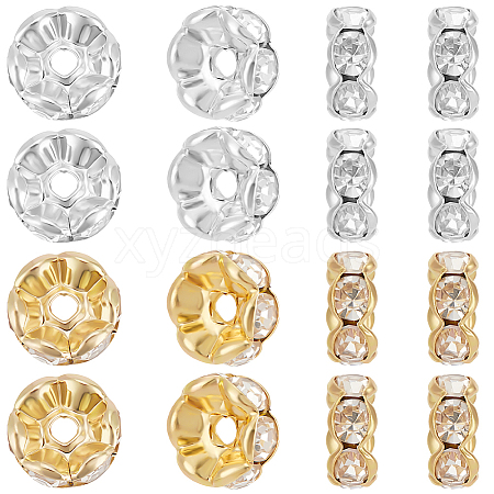 100Pcs 2 Colors Rack Plating Brass Rhinestone Spacer Beads KK-BBC0016-23B-1