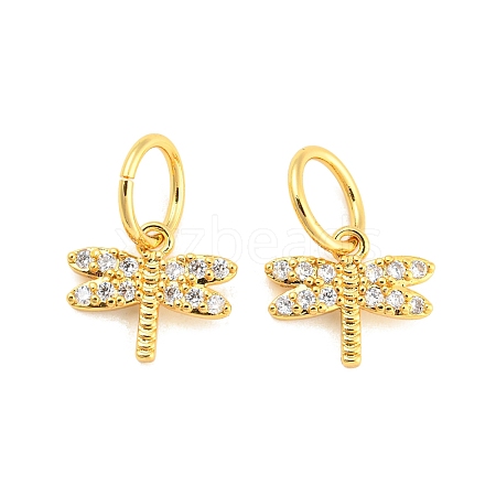 Brass Micro Pave Clear Cubic Zirconia Charms ZIRC-L091-073G-1