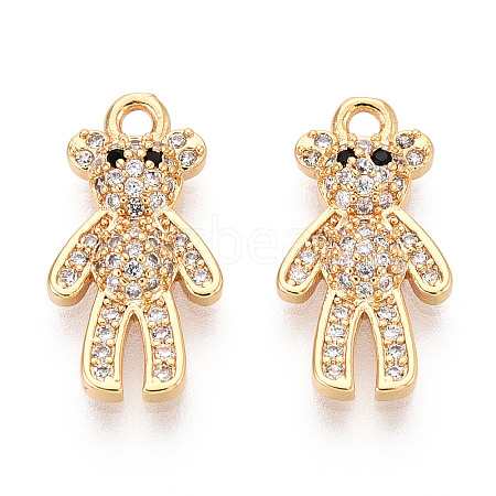Brass Micro Pave Clear Cubic Zirconia Pendants KK-T078-02G-01-1