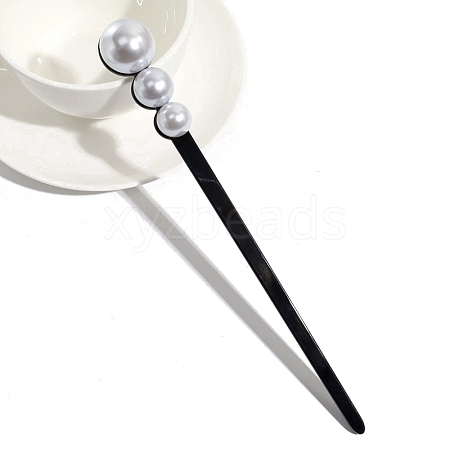 Resin with Plastic Imitation Pearl Beads Hair Sticks PW-WG37944-01-1