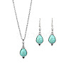 Synthetic Turquoise Pendant Necklaces & Dangle Earrings Sets WGE96E9-04-2