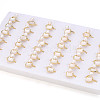 Brass & Natural Pearls Adjustable Open Cuff Rings for Women PEAR-N020-07J-5
