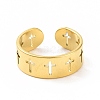 Ion Plating(IP) 304 Stainless Steel Hollow Out Cross Open Cuff Ring for Women RJEW-C053-02G-2