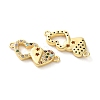 Rack Plating Brass Cubic Zirconia Double Heart Connector Charms KK-C084-32A-G-2