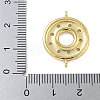 Rack Plating Brass Clear Cubic Zirconia Donut Connector Charms KK-A234-030G-02-4