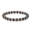 Natural Lava Rock Stretch Bracelet with Crystal Rhinestone Beads BJEW-JB08191-03-1