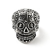 316 Stainless Steel Skull with Cross Finger Ring RJEW-C030-02C-AS-2