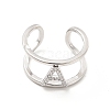 Clear Cubic Zirconia Initial Letter Open Cuff Ring RJEW-A012-01P-A-1