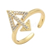 Brass Micro Pave Clear Cubic Zirconia Cuff Finger Rings for Women RJEW-U033-05G-4