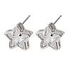 Brass Micro Pave Clear Cubic Zirconia Stud Earrings EJEW-C174-02C-P-4