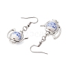 304 Stainless Steel Handmade Flower Printed Porcelain Ceramic Beads Dangle Earrings EJEW-JE06288-5